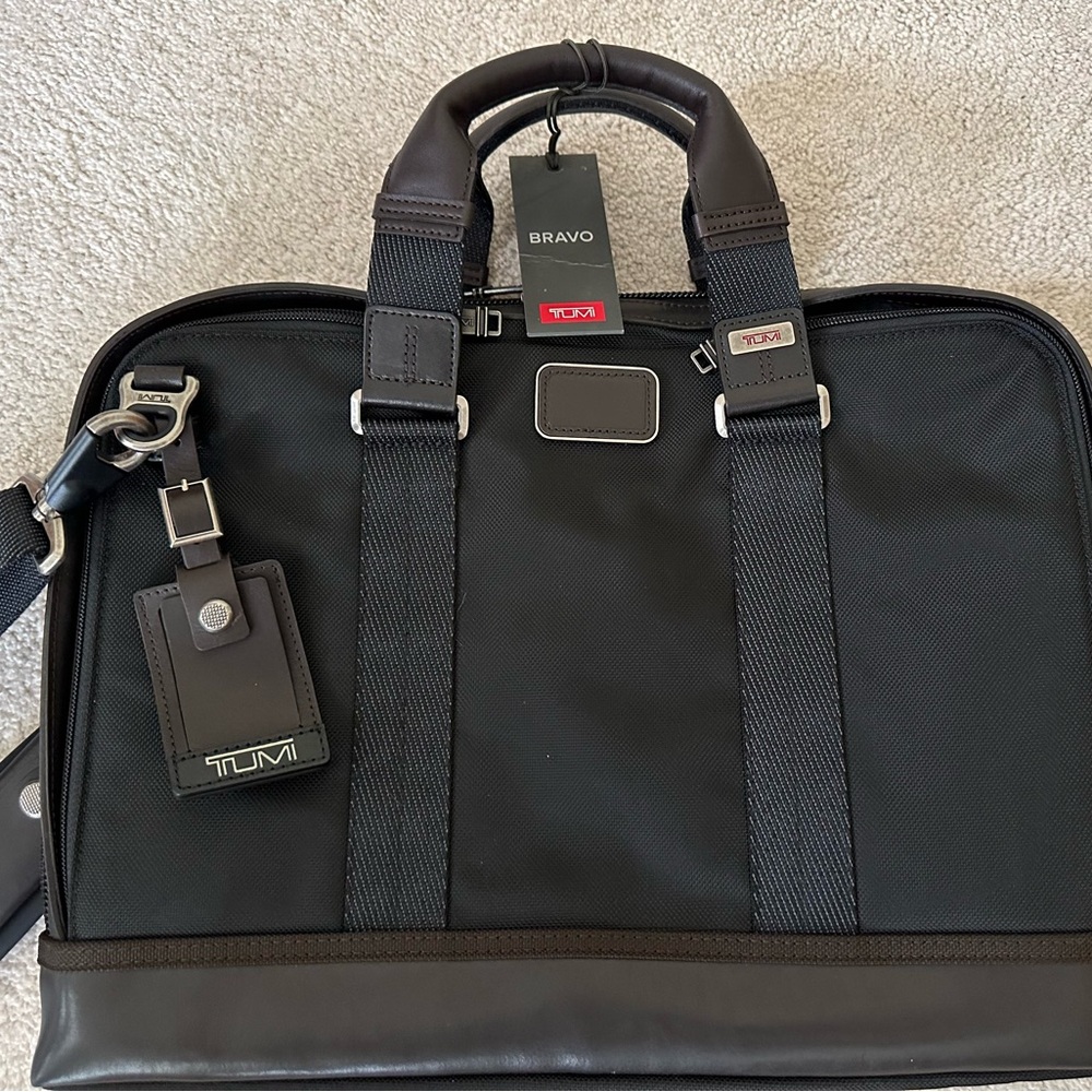 TUMI Andrews Bravo Black/Brown Slim Briefcase